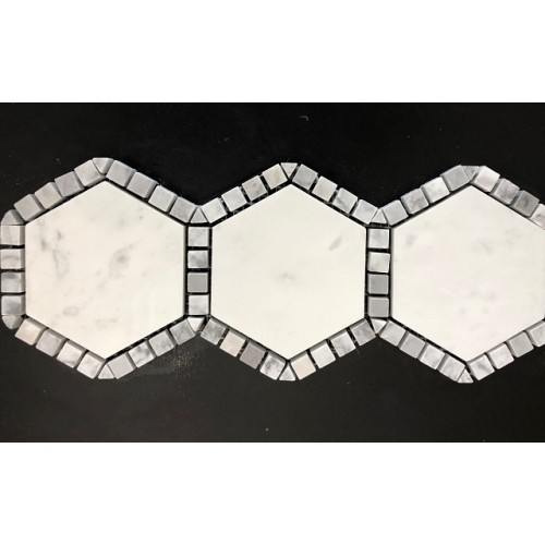 Framed Carrara Hexagon with Squares  