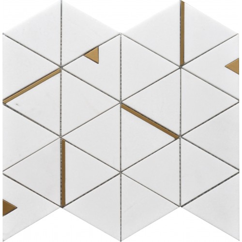 Marble White Triangles with Brass