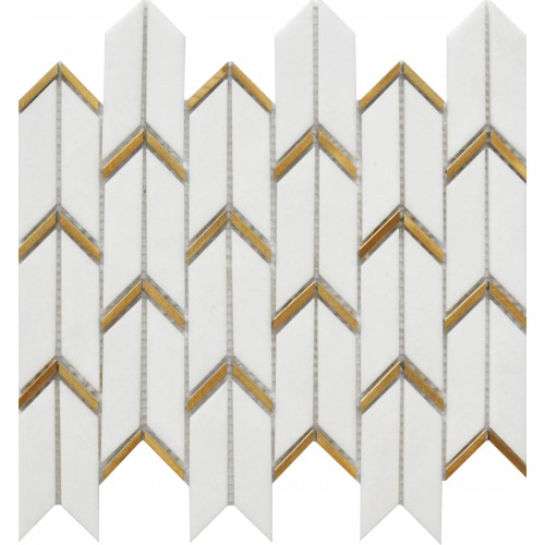 Marble White Chevron with Brass