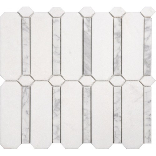 Marble White & Grey Long Octagon & Hexagon