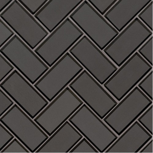 Metallic Gray Bevel Herringbone