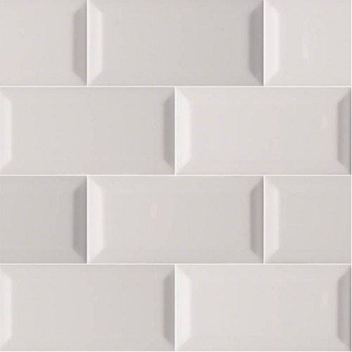 Gray Glossy Subway Tile Beveled 3x6