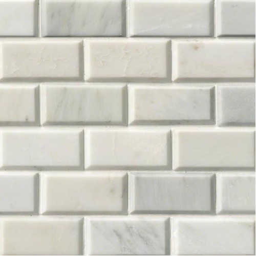 Greecian White Subway Tile Beveled 2x4