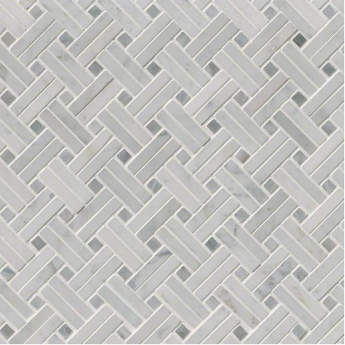 Carrara White Basketweave Pattern Polished