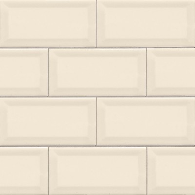 Almond Glossy Subway Tile Beveled 3x6