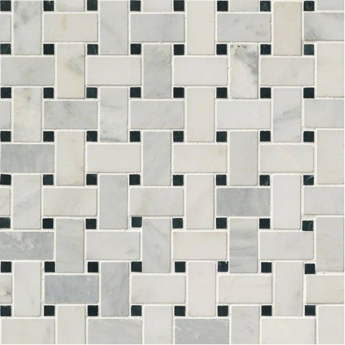 Arabescato Carrara With Black Marble Basket Weave ...